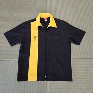 Vintage Retro Venue Led Sled Shirt - zipper - Mens Sz Medium Black Yellow Rock